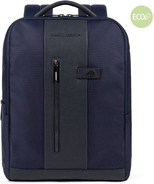 Piquadro Brief 2 Laptoprucksack für 15,6 Zoll aus rezykliertem Stoff mit iPad-Fach in Blau - Bild 1