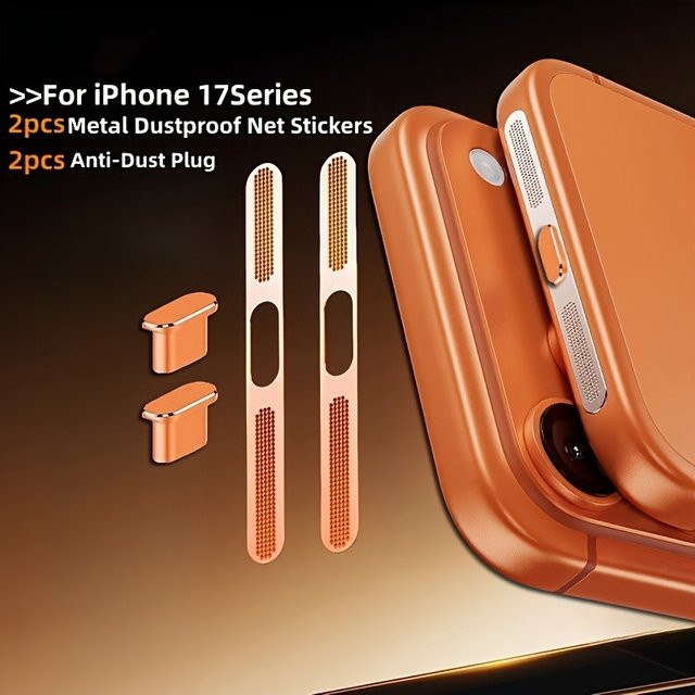 4er-Set Staubdichte Metall-Netz-Aufkleber als Staubschutz für Apple iPhone 17 Pro Max, 17 Pro, 17 Hörer und Lautsprecher - Bild 1
