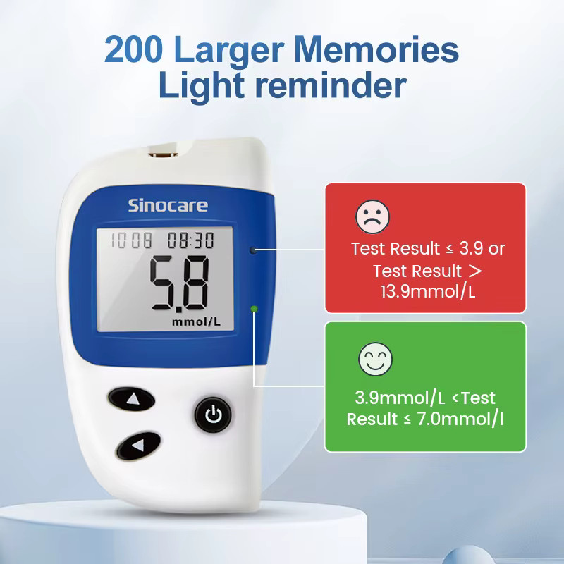 Sinocare Safe Accu2 Blutzuckermessgerät-Kit in Weiß mit Teststreifen und Lanzetten - Bild 2