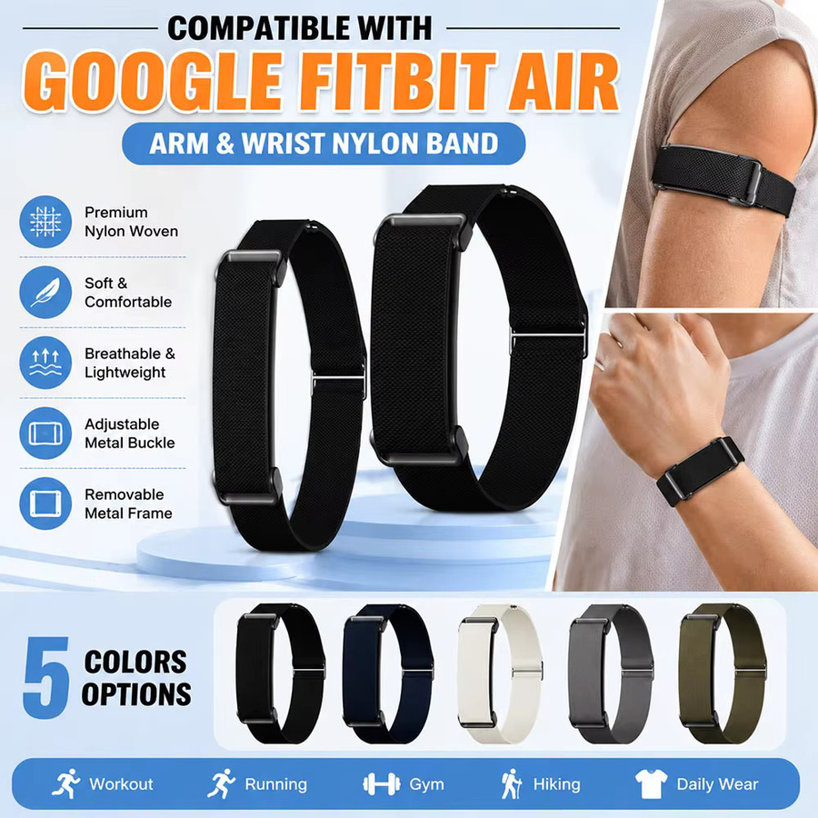 Google Fitbit Air Armband, Textil/NATO, Schwarz, Unisex - Bild 1