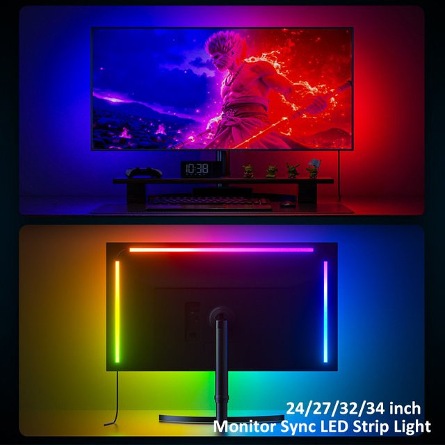 VENUSWING RGB LED Smart Gaming Monitor Hintergrundbeleuchtung mit Sync-Licht für Gaming-Zimmer Atmosphäre - Bild 1