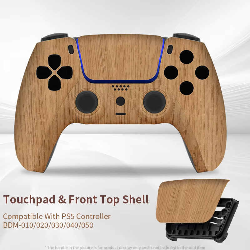 KD.FLY Ersatz-Frontschale mit Touchpad im Holzmaserung-Design für PS5-Controller BDM-010, BDM-020, BDM-030, BDM-040 und BDM-050, Braun - Bild 3