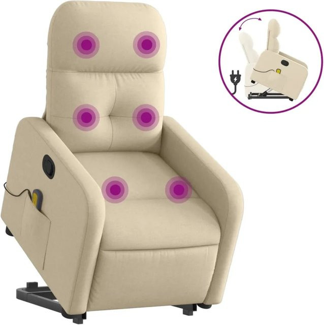 vidaXL Massagesessel mit Aufstehhilfe in Creme aus Stoff und Metall - Bild 1