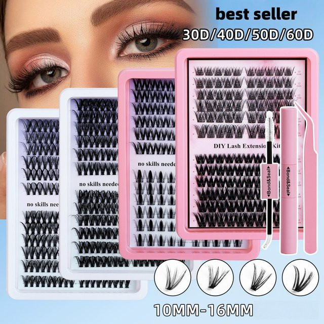 GIOIO DIY-Wimpernverlängerungsset, Cluster segmentierte Wimpern, Black, Unisex - Bild 1