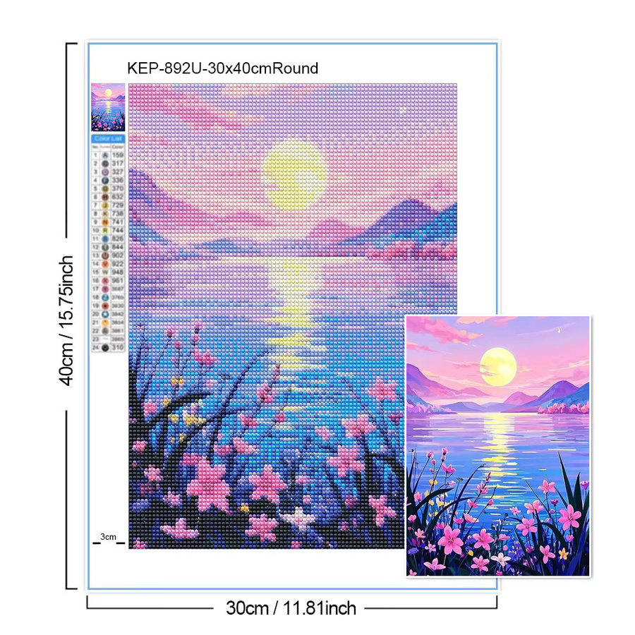 QIZITENG 5D Diamant-Malerei-Set Seaside Tulip Scenery mit vollrunden Mosaik-Diamanten in Multicolour, B/H: 30 x 40 cm - Bild 2