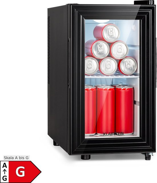 Klarstein Brooklyn 23 Slim Kühlschrank mit Glastür, LED-Innenbeleuchtung und Kunststoff-Einsatz in Schwarz - Bild 1