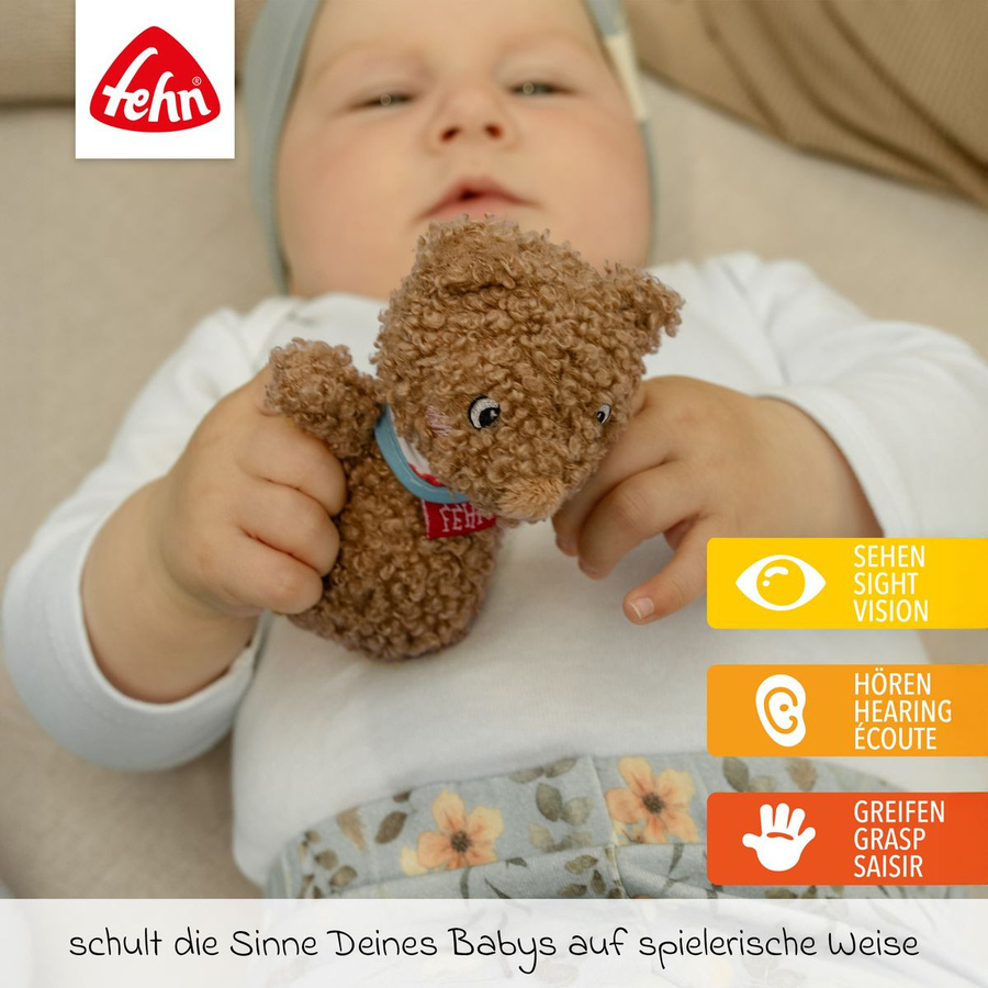 Fehn Bär Geschenk-Set, Schmusetuch, Spieluhr & Greifling, 3-teiliges Set - Bild 4