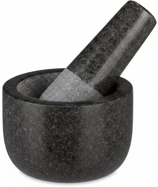 Relaxdays Granit Mörser mit Stößel in Grau, Durchmesser: 6 cm, Höhe: 8,5 cm - Bild 1