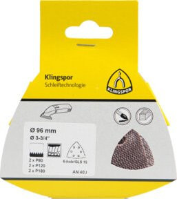 Klingspor AN 400 Gitterscheiben und Dreiecke Set in Gelb, Durchmesser: 96 mm - Bild 1