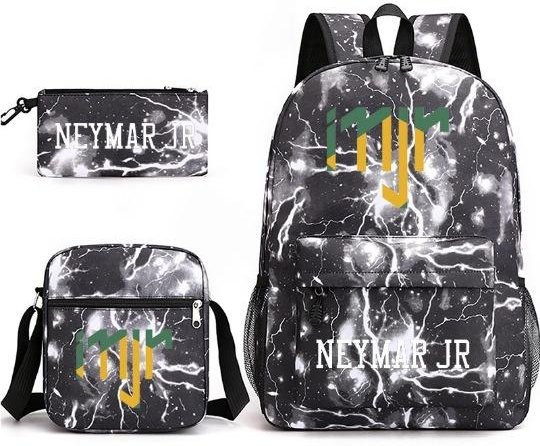 3-teiliges Schulrucksack-Set aus Oxford-Stoff in Schwarz mit Schultasche und Federmäppchen - Bild 1