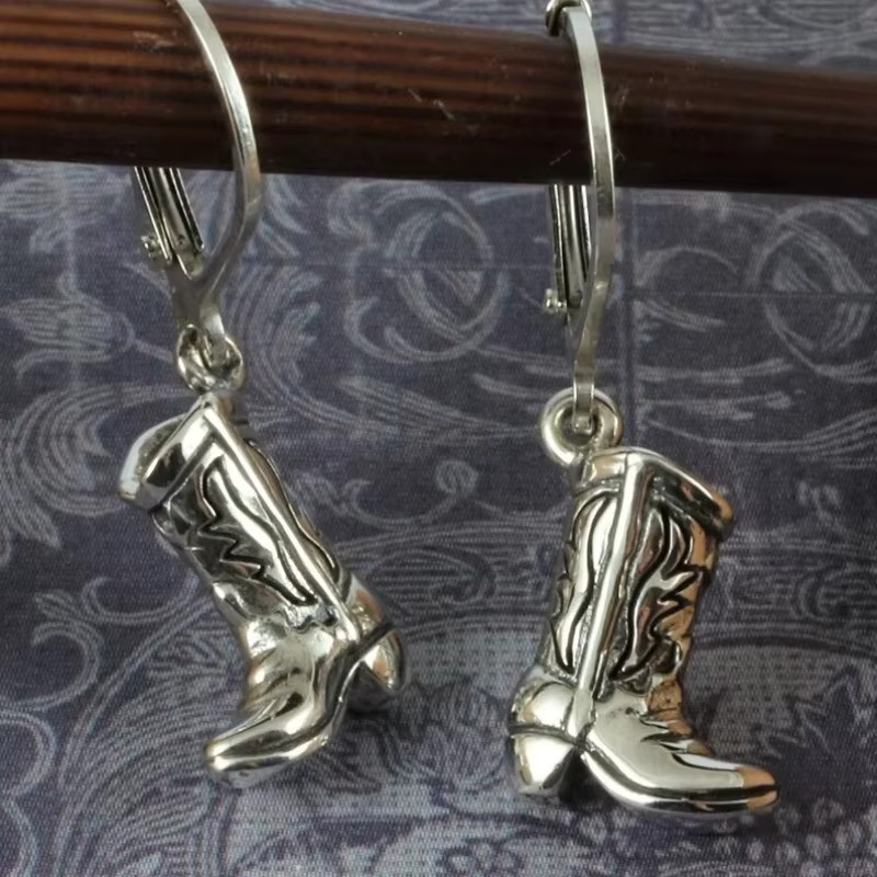 YoYo Ohrringe, Cowboy-Stiefel, versilbert, Damen, Vintage - Bild 2