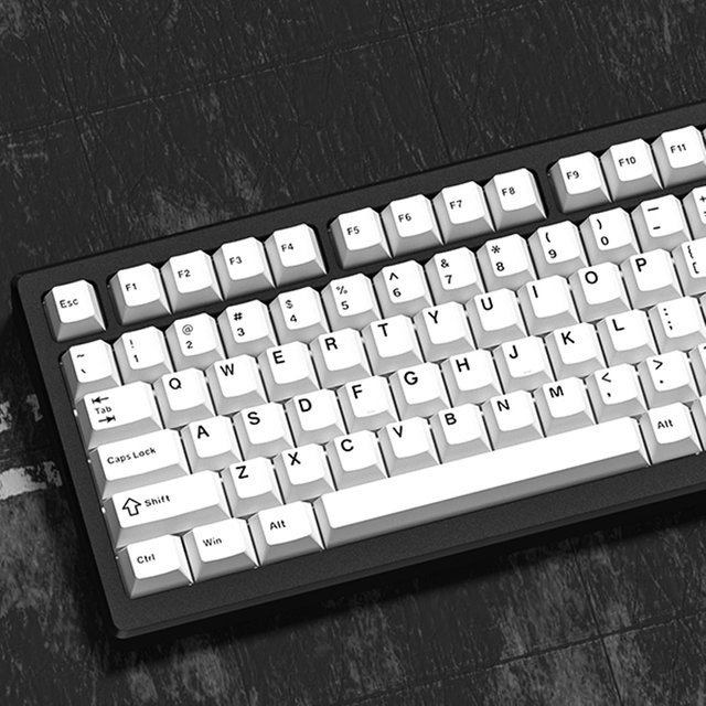 FSWHBY Keycaps im minimalistischen Stil in Weiß und Beige, 120 Tasten Double-Shot PBT Tastenkappen im Cherry-Profil für mechanische Gaming-Tastaturen mit Cherry MX Schaltern - Bild 1