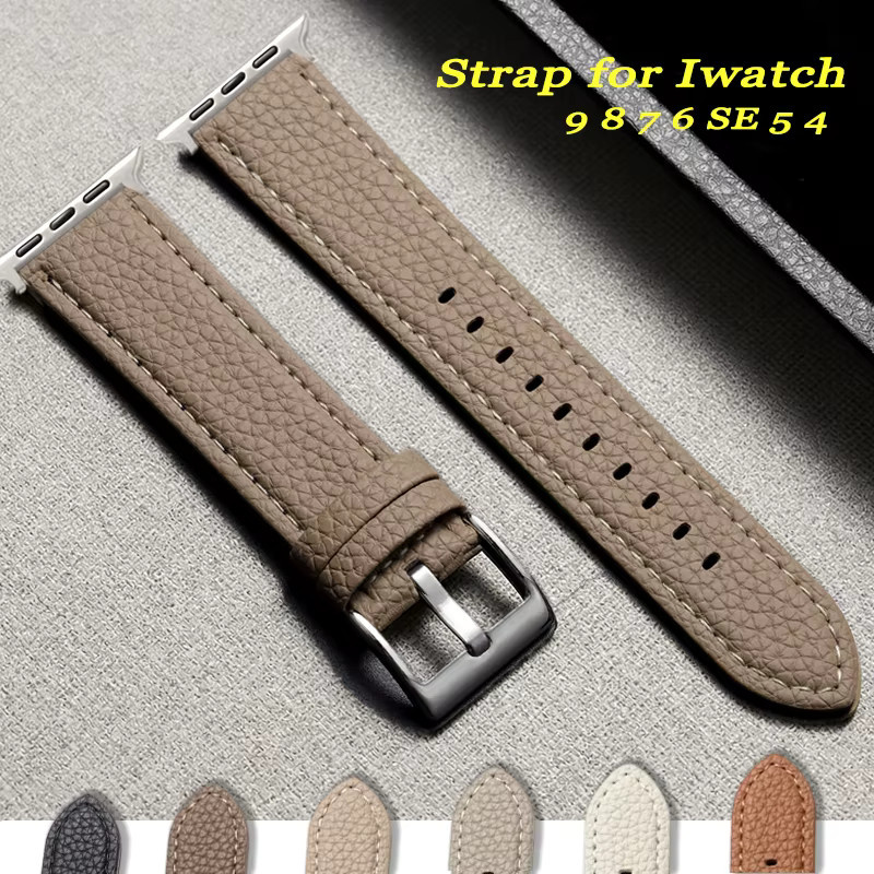 crazyband Uhrenarmband Leder, Litschi-Muster, Schwarz, Unisex - Bild 4