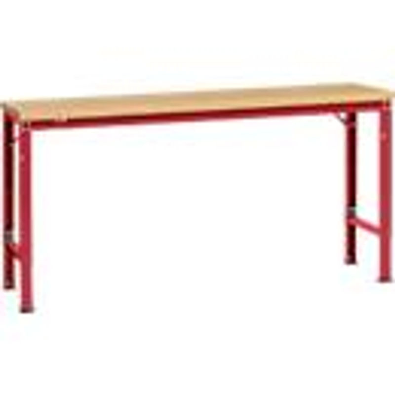 Manuflex Arbeits-Grundtisch UNIVERSAL Spezial mit Multiplexplatte, Rubin-Rot, B/T/H: 175 x 80 x 72,2-102,2 cm - Bild 3