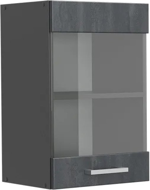 Vicco R-Line Küchen-Hängeglasschrank mit Glastüren in Schwarz Anthrazit B: 40 cm, H: 60 cm, T: 31 cm - Bild 2