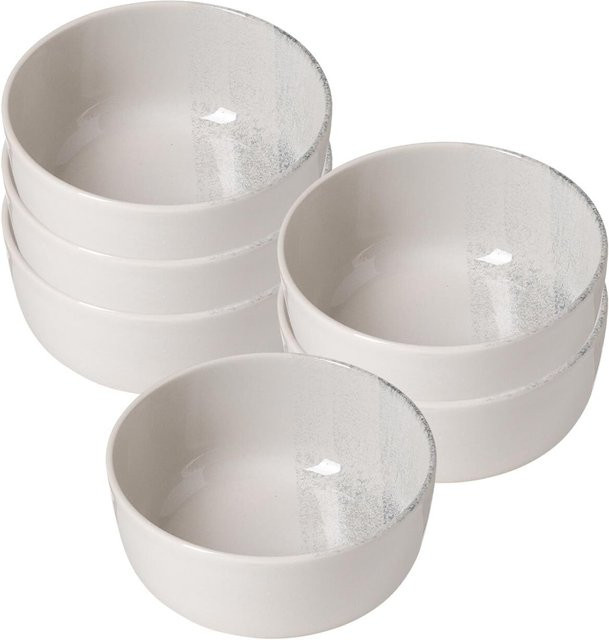 Ritzenhoff & Breker Müslischalen Trio Set aus Keramik, Grau, gestreift, 6er Set, Durchmesser: 14,5 cm - Bild 1