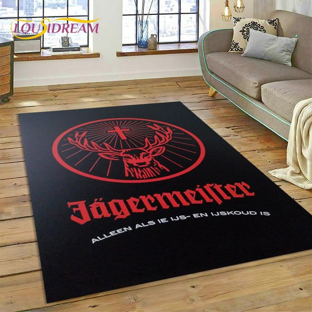 Jaegermeister Elch Teppich mit 3D-Logo, rutschfest und waschbar, schwarz, B/T: 90 x 60 cm - Bild 1