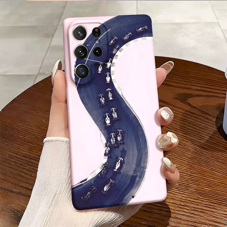 Stoßfeste Doppelschicht Handyhülle mit F1-Rennstrecken-Design in Pink für Samsung Galaxy S26 S25 S24 S23 Ultra Plus - Bild 4