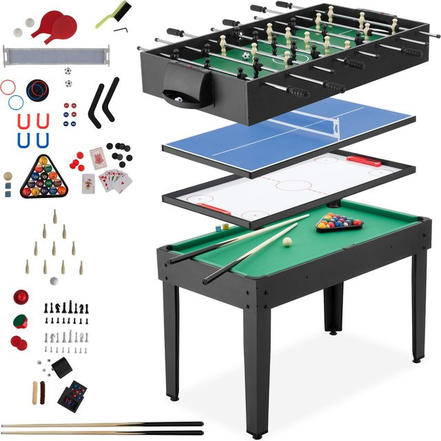 tectake Multifunktionaler Spieltisch 15in1 aus MDF in Schwarz-Grün B/T/H: 125 x 123 x 83 cm - Bild 1