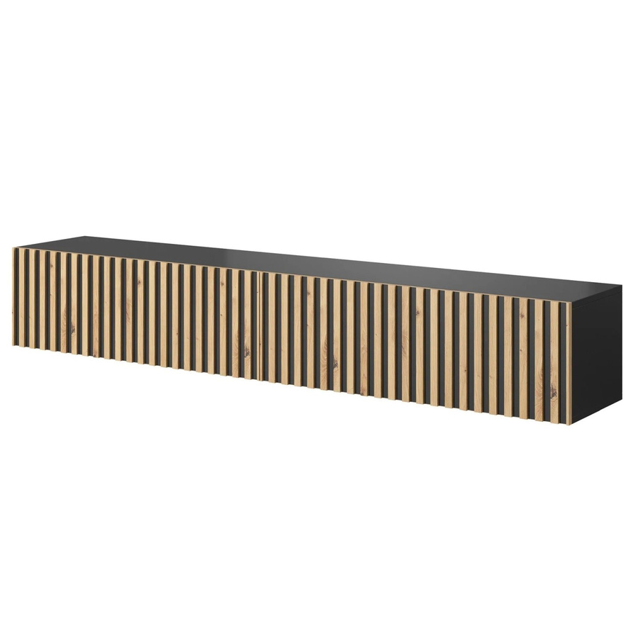 Selsey TV-Hängeboard Telire in Schwarz und Artisan Eiche Lamelle, Breite: 175 cm - Bild 2