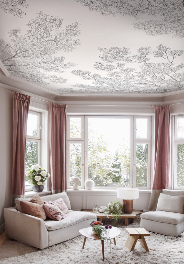 Isidore Leroy Wandtattoo Mural Sous les Marronniers mit floralem Design im skandinavischen Stil aus Papier - Bild 1