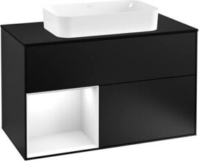 Villeroy & Boch Finion Waschtischunterschrank mit Abdeckplatte, Weiß lackiert, B: 100 cm, T: 60,3 cm - Bild 1