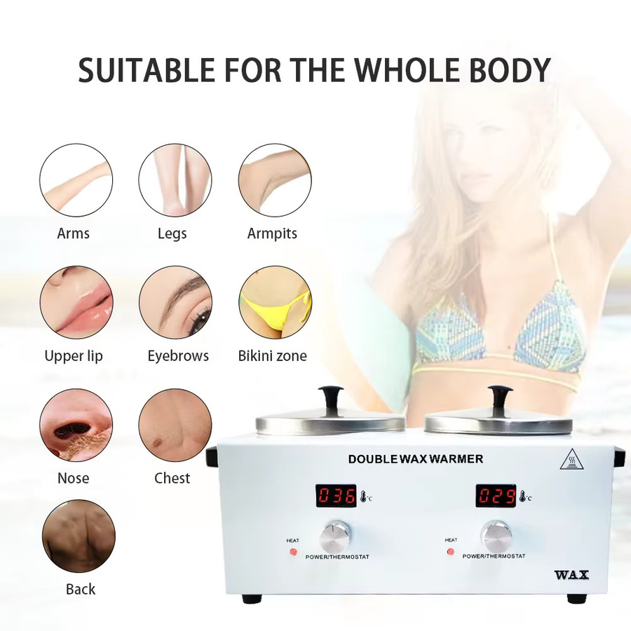 Doppel-Paraffin-Wachsheizgerät mit Display, Weiß, Unisex - Bild 2