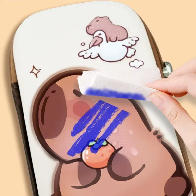Stoßfestes und wasserdichtes Capybara Federmäppchen in Grün mit 3D-Stereo-Design und Hartschalen-Aufbewahrungsbox für Schüler - Bild 3