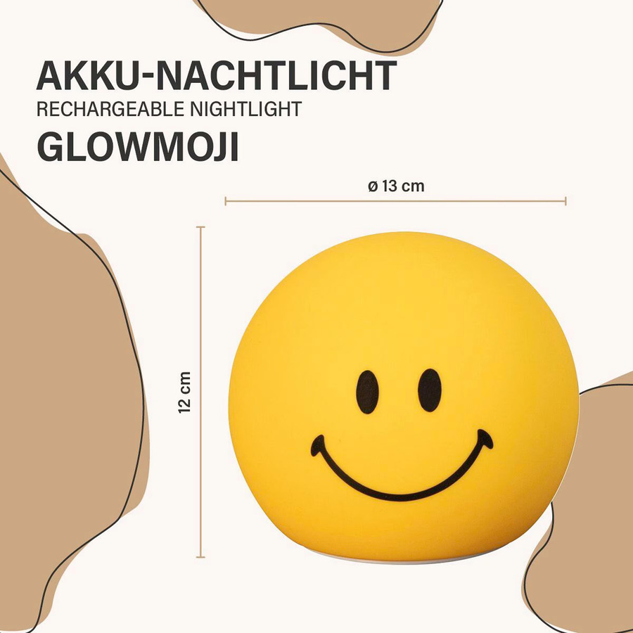 FH Lighting Nachtlicht Smiley GlowMoji in Gelb mit dimmbarer LED und Touch-Funktion aus Silikon - Bild 2