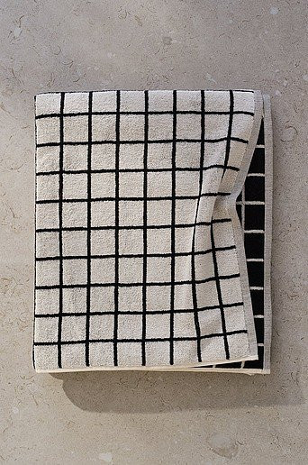 Jotex GRID Badetuch aus Baumwolle in Beige und Weiß, B/L: 90 x 150 cm - Bild 1