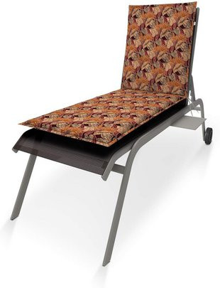 DOPPLER Auflage Living für Gartenliegen mit Dekor-Muster in Braun und Orange, B/L: 60 x 195 cm - Bild 1