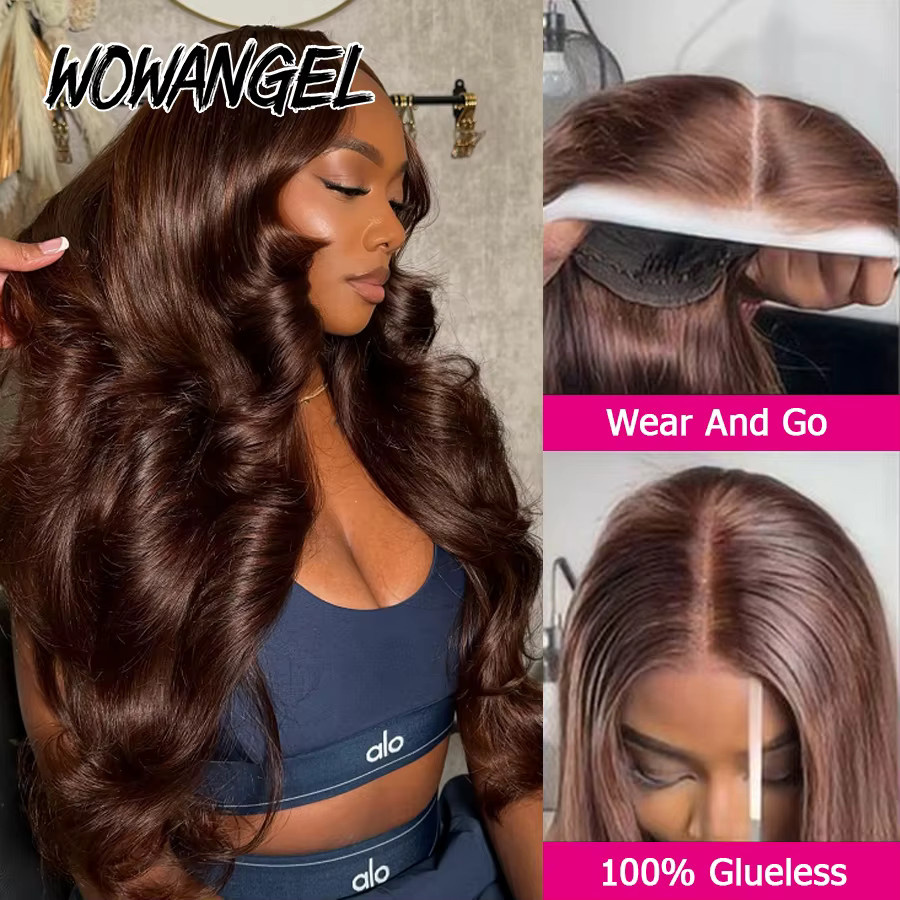 Wow Angel Echthaarperücke Body Wave, schokoladenbraun, Damen - Bild 2