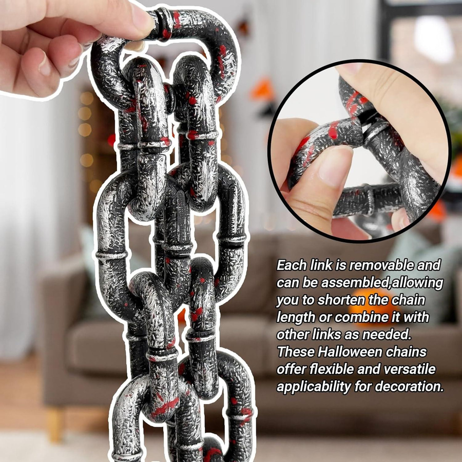 Fashnics Blutige Halloween-Plastikkette als gruselige Kostüm-Requisite und Spukhaus-Dekoration, Länge: 1,8 m - Bild 2