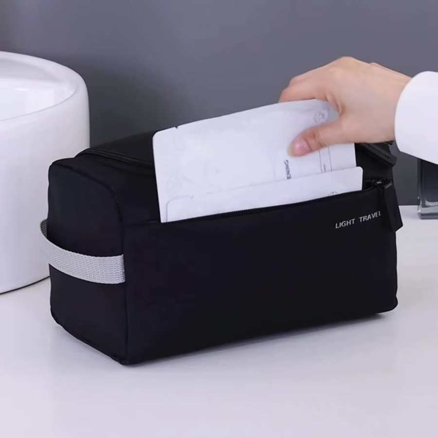 Enyawell 3-in-1 Reise-Kulturbeutel für Herren, wasserabweisender Oxford Kosmetiktaschen-Organizer, Schwarz - Bild 2