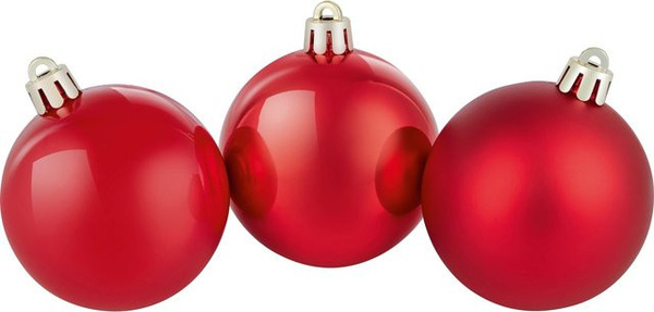 OBI Weihnachtskugeln Rot aus Kunststoff, 25 Stück, Durchmesser: 6 cm