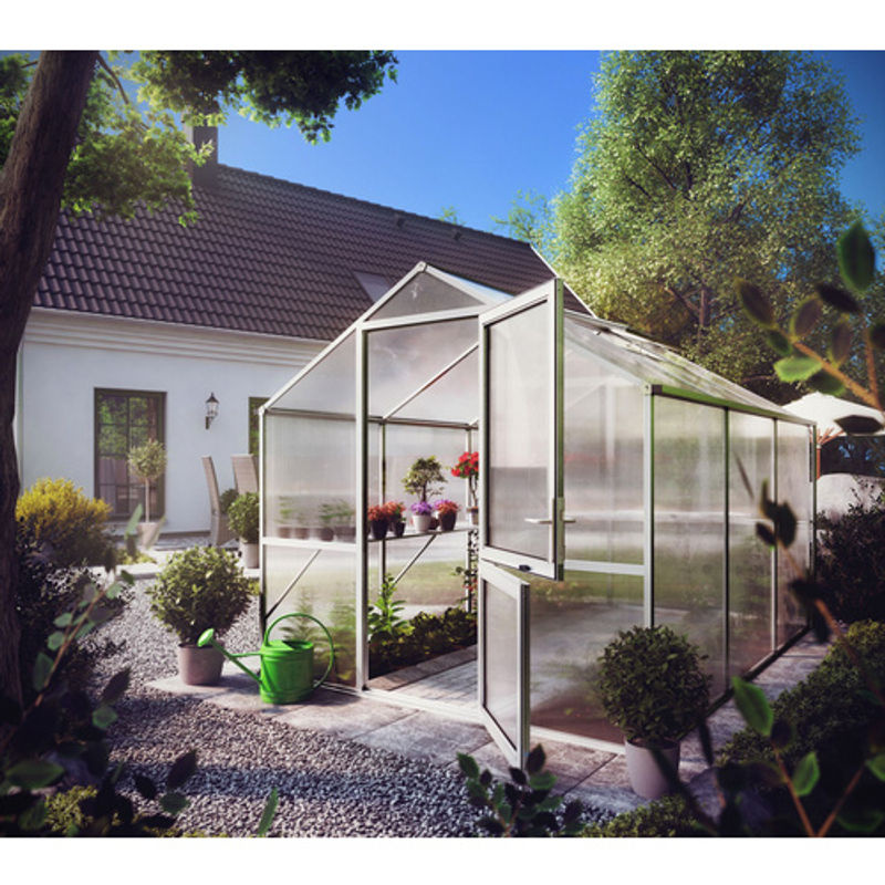 KGT Gewächshaus Rose mit Polycarbonat-Platten und Aluminiumrahmen, 7,53 m², silberfarben - Bild 3