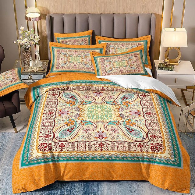 Luxus-Bettwäsche-Set Binchi Fitness mit 3D-Druck und Kissenbezügen aus Polyester in Orange, B/H: 260 x 220 cm - Bild 1