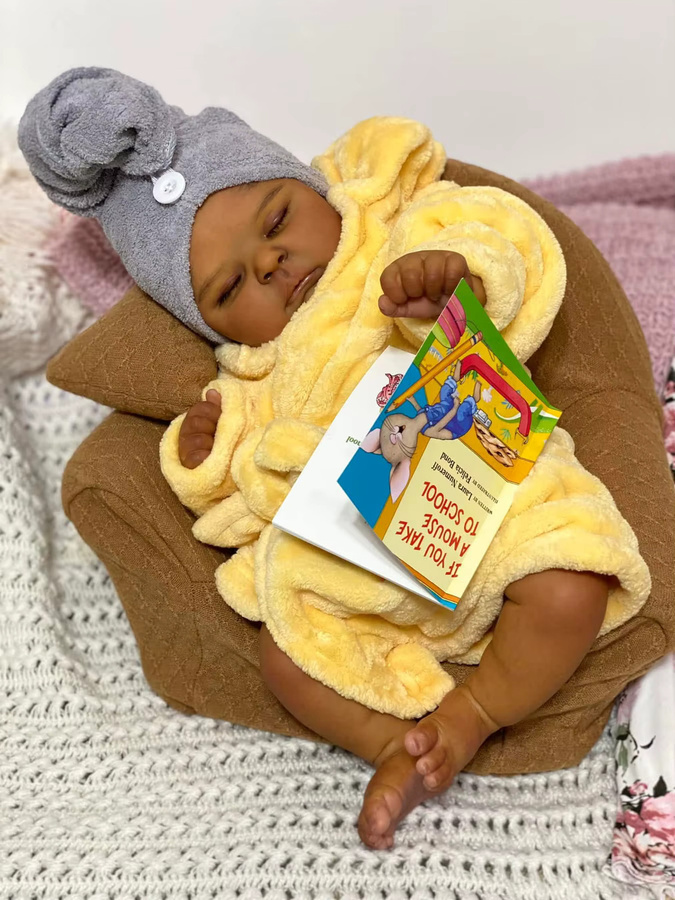 NPK Neugeborenen-Babypuppe, Reborn-Puppe, 20 Zoll, Dunkle Hautfarbe, ab 0 Jahre - Bild 2