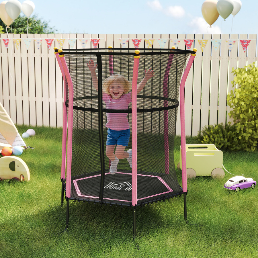 HOMCOM Kindertrampolin mit Sicherheitsnetz Rosa - Bild 2