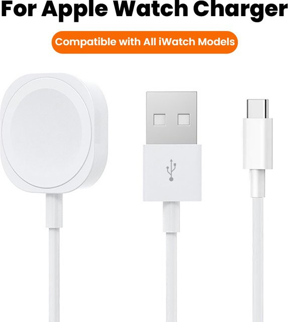 elough Magnetisches kabelloses Ladegerät mit USB-C für iPhone und Apple Watch 1-9. Generation sowie SE, Weiß - Bild 1