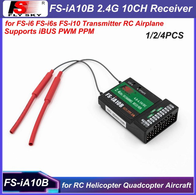 Flysky FS-iA10B 2,4 GHz 10-Kanal Empfänger mit iBUS PWM PPM Ausgang in Schwarz für FS-i6 FS-i6s FS-i10 Sender FPV RC Hubschrauber und Flugzeuge - Bild 1