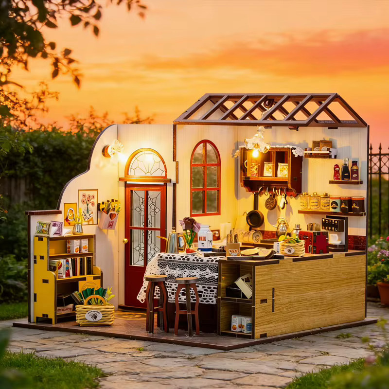 zuuton DIY Miniatur Puppenhaus Kit Holz Küche Modell mit LED Licht als 3D Puzzle Handwerk Set in Multicolour - Bild 2