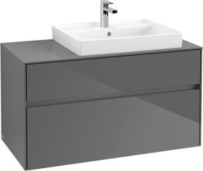Villeroy & Boch Waschtischunterschrank Collaro in Grau Hochglanz mit internen Schubladen, Wandmontage, B/T/H: 100 x 54,8 x 50 cm - Bild 1