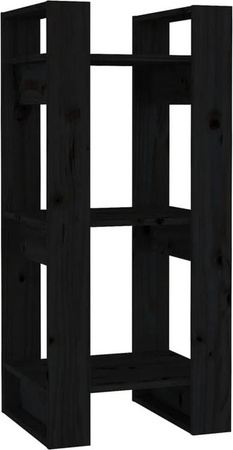 vidaXL Bücherregal und Raumteiler aus Massivholz Kiefer in Schwarz, B/T/H: 41 x 35 x 91 cm