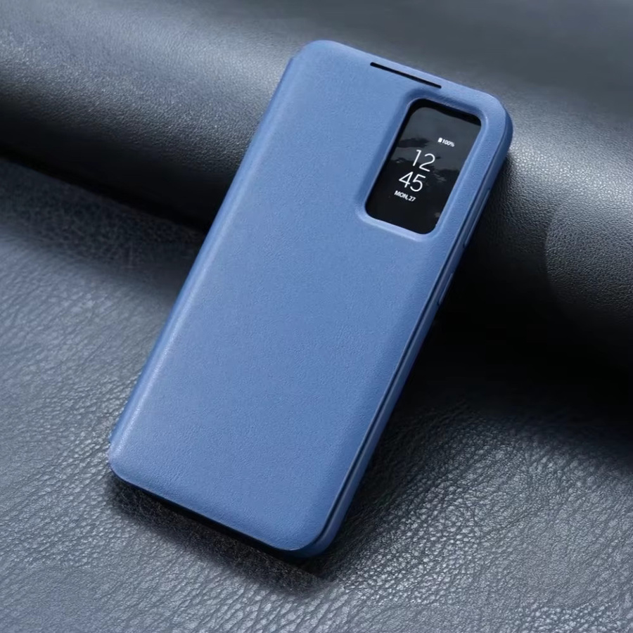 Smart-Lederhülle Flip-Cover mit Sichtfenster für Samsung Galaxy S26 S25 S24 S23 S22 Ultra Plus S25Edge A16 A17 A27 A37 A55 A56 A57 in Braun und Blau - Bild 3