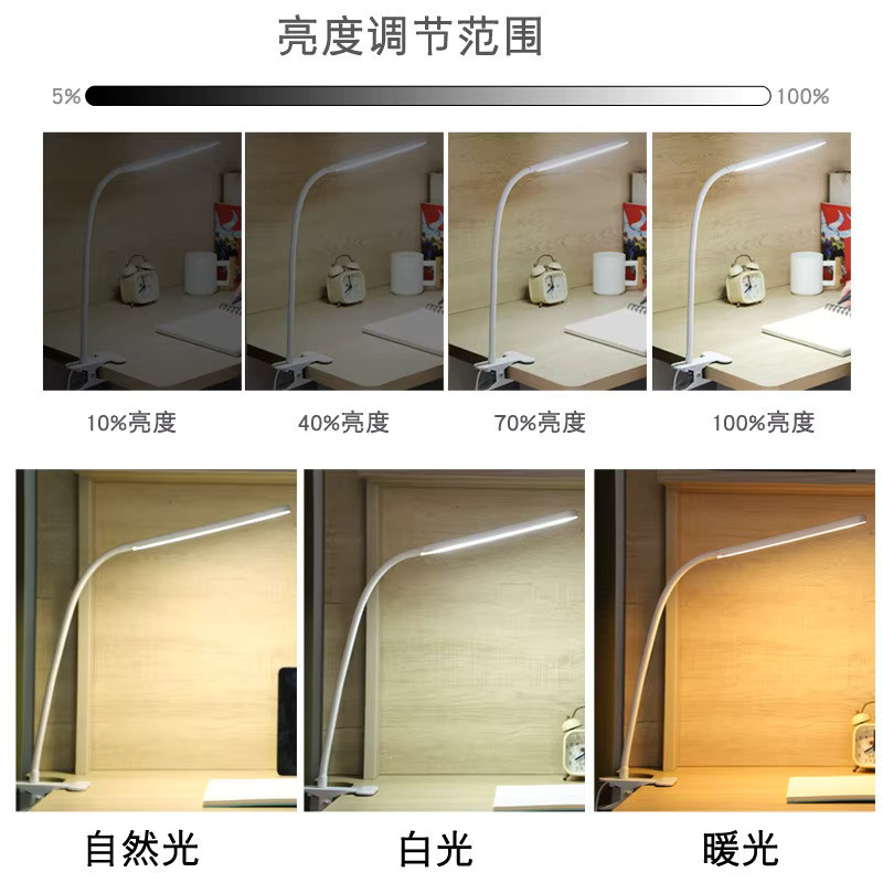 Lyfs LED-Schreibtischlampe zum Anklipsen in Weiß mit USB-Anschluss, dimmbar und verstellbar mit 3 Farbmodi für Büro und Zuhause - Bild 2