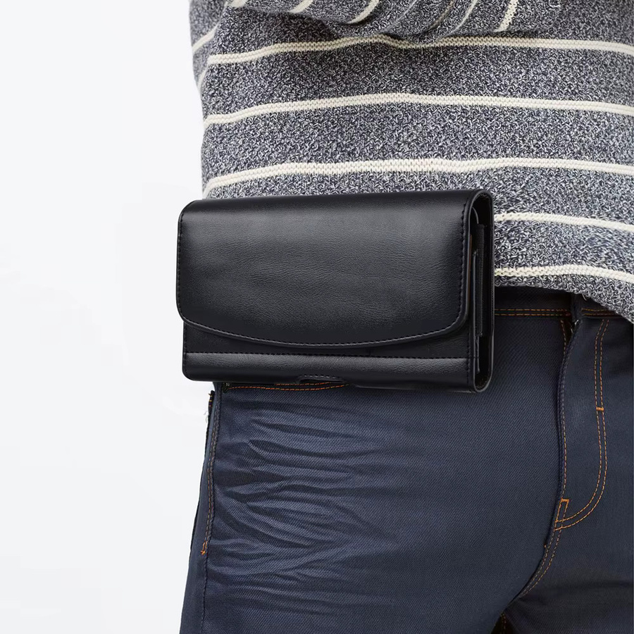 Universal Leder Handyhülle mit Gürtelclip für iPhone, Samsung und Huawei in Schwarz von XhaoR - Bild 3