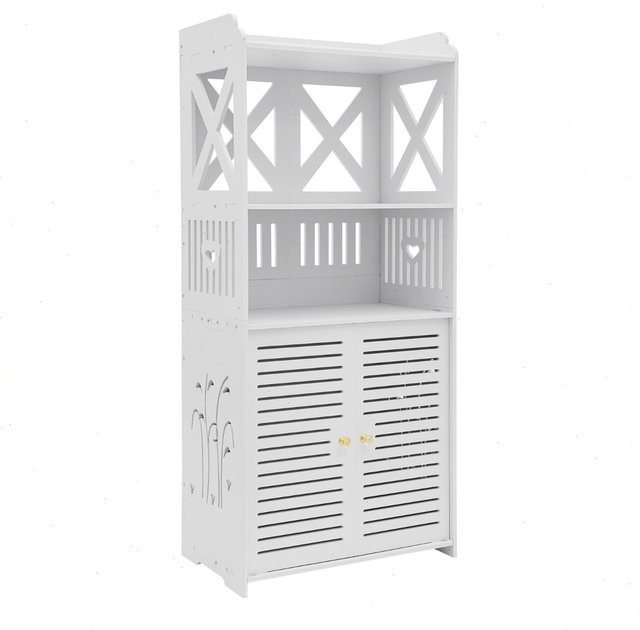 Bymaocar Badezimmer-Bodenschrank aus wasserfestem PVC in Weiß mit Belüftungsdesign, B/T/H: 90 x 40 x 25 cm - Bild 1