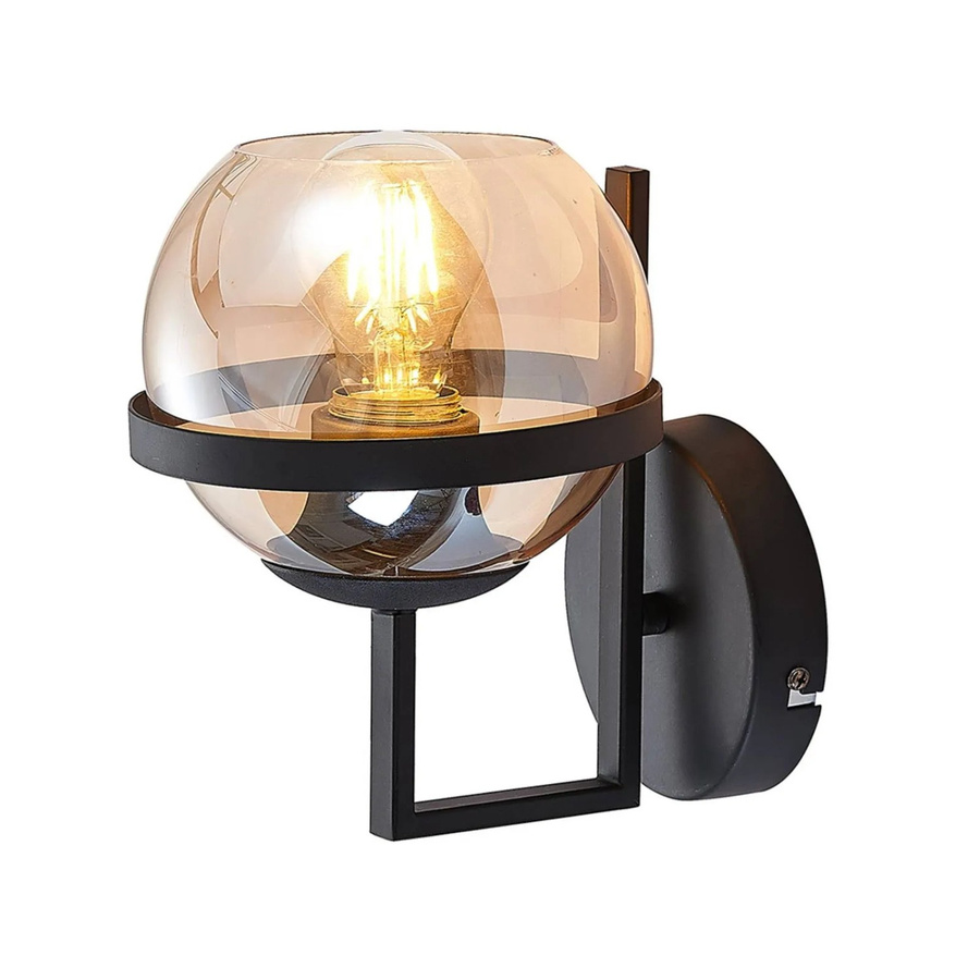 Lindby Wandleuchte Marinka Modern Schwarz aus Metall mit Glaskugel für E27, Höhe: 20,3 cm, Breite: 20,0 cm, Tiefe: 19,7 cm - Bild 2
