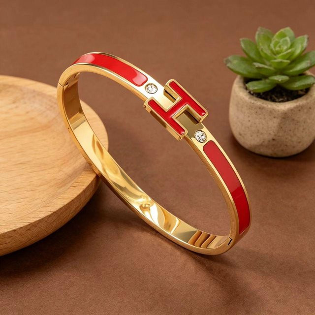 Global Finds Manschettenarmband, Edelstahl, Gold, Zirkonia, Damen - Bild 1